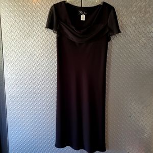 NWT SL FASHIONS little black classic dress with flowing neckline (12P)
